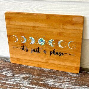 Moon "It's Just a Phase" Glitter Cutting Board Resin Wood Cutting Board Kitchen